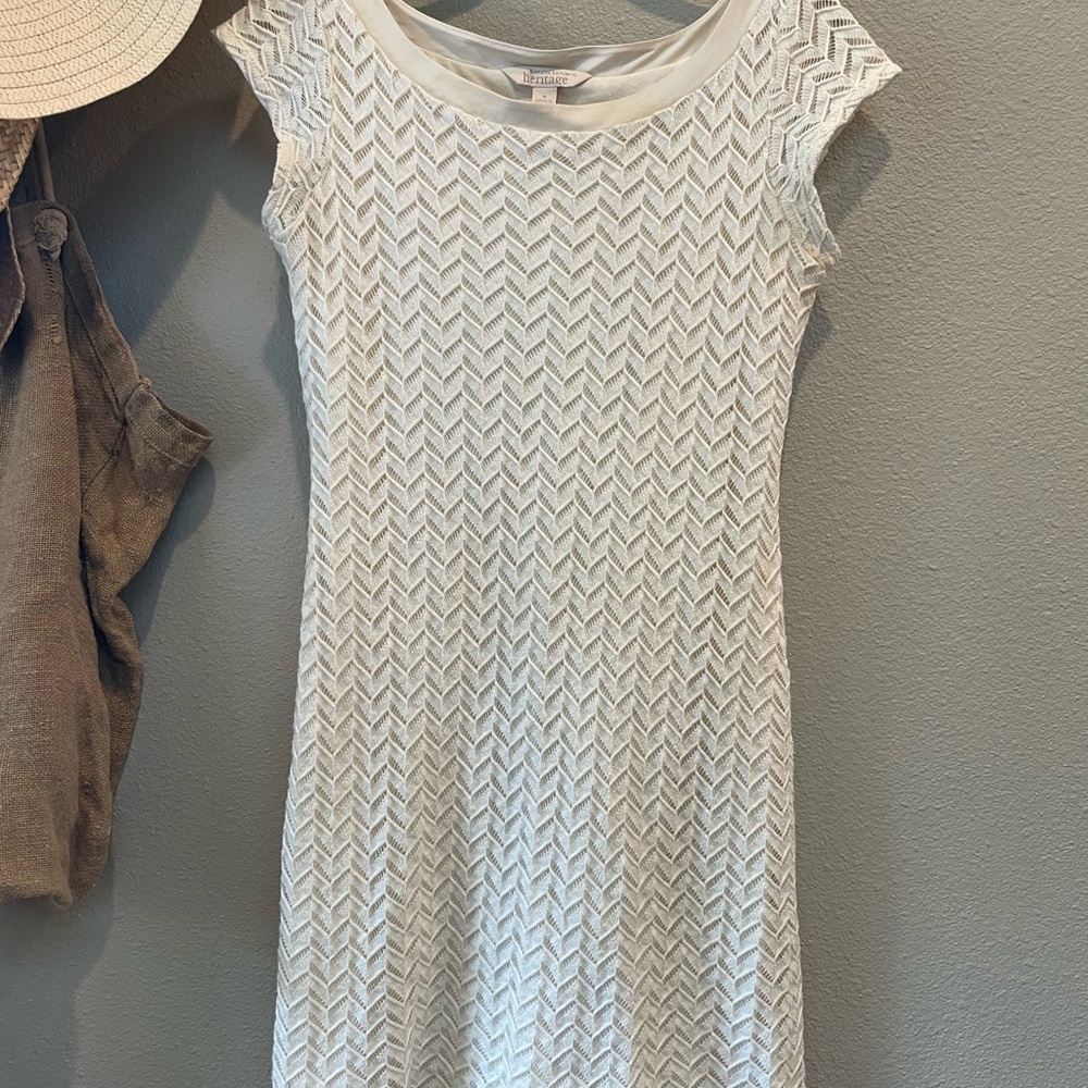 Banana Republic Elegant White Sheath Dress with Bateau Neckline